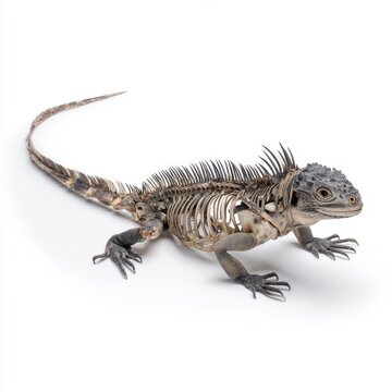 Detailed Skeleton Anatomy Of A Spiny Iguana Isolated On A Clean White Studio Background