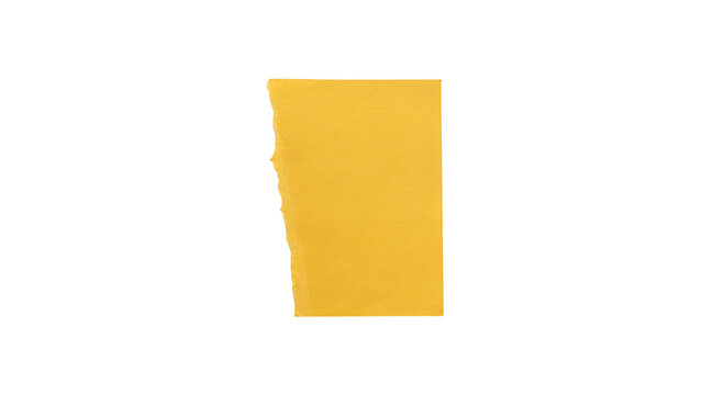 Yellow paper sheet with a torn edge isolated on transparent background