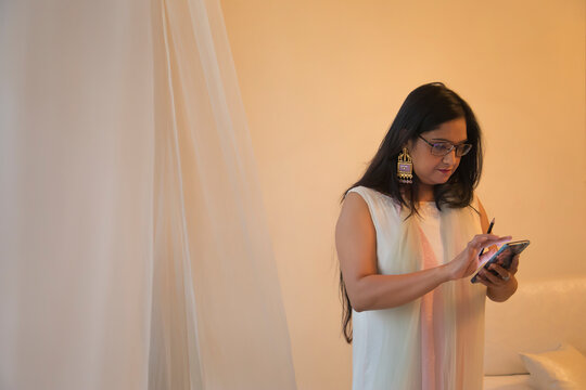 A women checking her phone