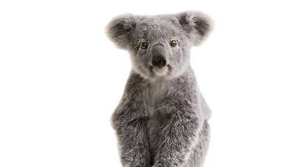 Fluffy grey koala bear cub sitting upright © dominica