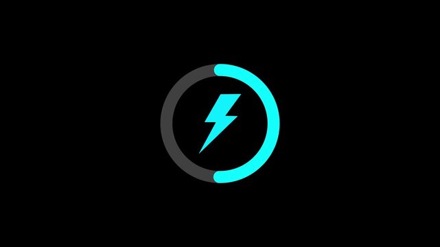 Power symbol animation icon on transparent background with alpha channel.