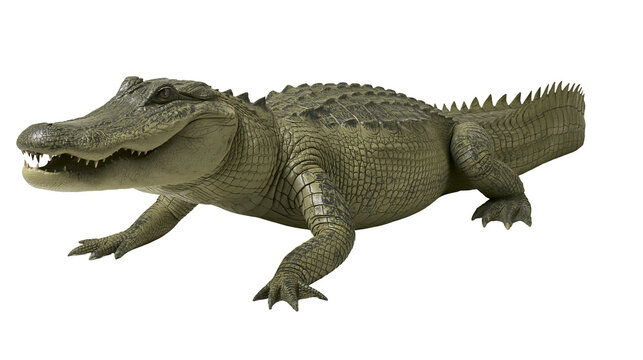 Green alligator with sharp teeth and scaly skin