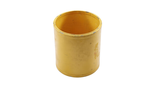 Yellow industrial metal cylinder sleeve isolated on transparent background
