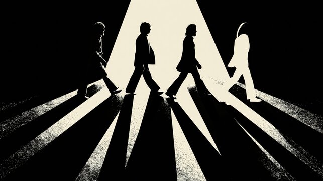 Winner crossing finish line on zebra crossing with dramatic light beam and long shadows