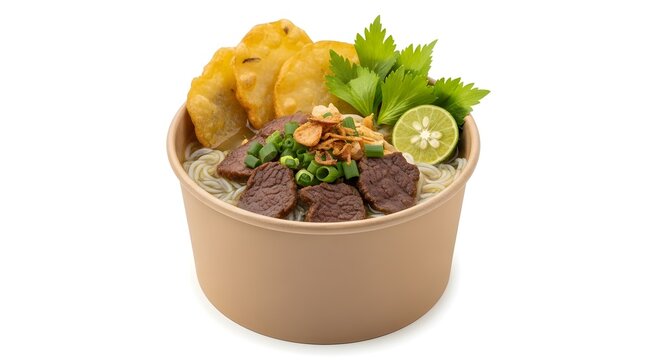 Soto Mie Bogor Indonesian Beef Noodle Soup in Takeout Bowl