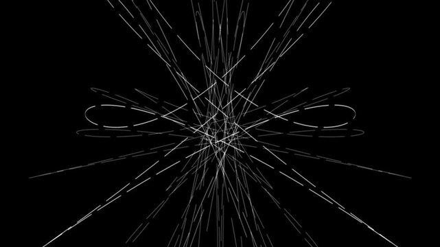 White Geometric radial pattern with purple and pink, abstract circular mandala pattern featuring swirling shapes swirling lines and dots on dark background 4k video