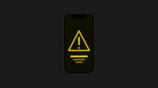 Smartphone Screen Showing Warning Symbol with Grounded Line - Technical Issue Alert