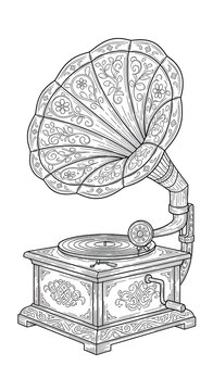 Vintage Gramophone Illustration Retro Music Player Isolated