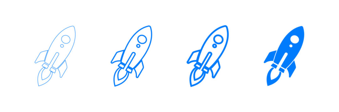 Rocket Launch Icon Set, Startup Growth Symbol Collection, Modern Line and Filled Outline Vector Icons Isolated