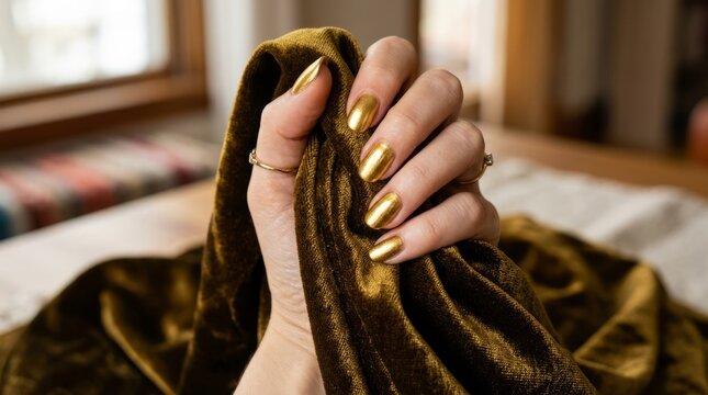 Close-up of hands holding a vintage leather-bound book indoors.