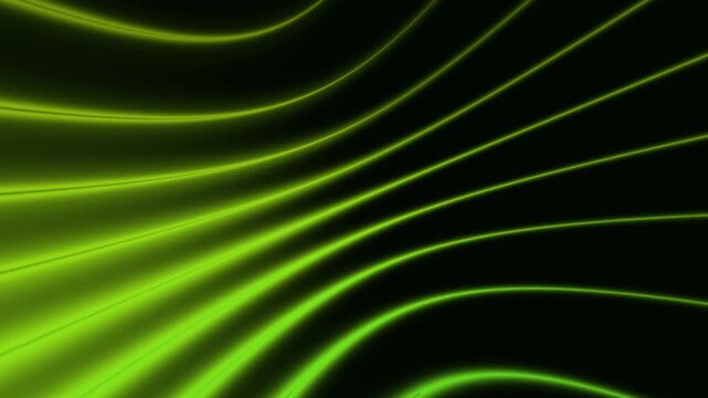 Neon green flowing lines forming futuristic abstract animation scene.vibrant lime illumination curves drifting across shadowy backdrop animation