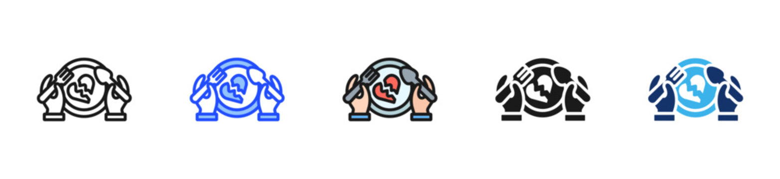 Broken Heart Fork Icon Collection With Multiple Styles