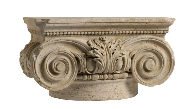 Ionic column capital with volutes and acanthus leaves