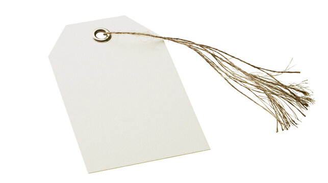 Blank white paper tag with twine string and metal grommet