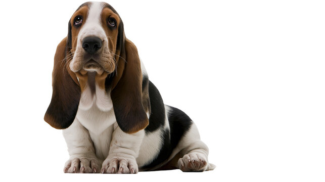 Basset Hound dog sitting with long floppy ears