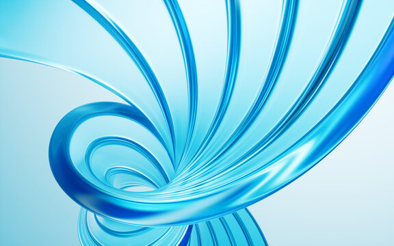 Flowing transparent curve lines background, 3d rendering.