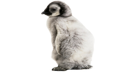 Fluffy baby penguin chick with grey downy feathers © darietta