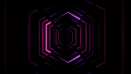 Fototapeta premium Futuristic glowing purple neon hexagon tunnel background