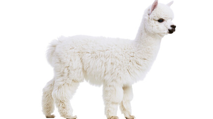 Young white alpaca standing profile view © darietta