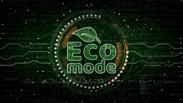 Eco mode and ecology friendly symbol abstract digital concept. Network, cyber technology and computer background seamless and looped.