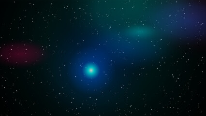 Bright glowing star in outer space with colorful nebula astronomy universe background celestial © anowara