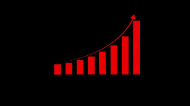 Business growth concept in graph chart animation. Infographics Business graph with rising arrow icon. Arrow up graph icon animation. Upward trend business growth animation