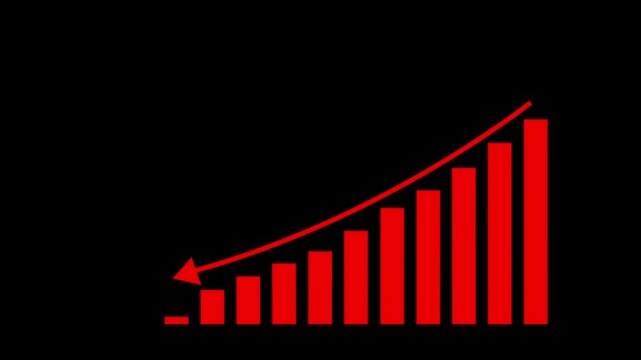 File #: 1852340965Motion animated footage. Statistics bars columns growth, arrow up. Finance, Bar graph going up, Profit concept, positive increase chart. graph with arrow indicating upward rise