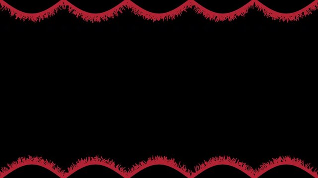 Pine garland border decoration gently swaying on top and bottom edges, red Christmas transparent overlay, seamless loop animation