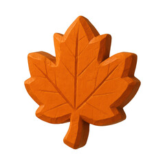 Obraz premium PNG Orange carved maple leaf illustration.