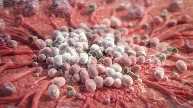 Medical Animation of Immune Cells Attacking Bacteria