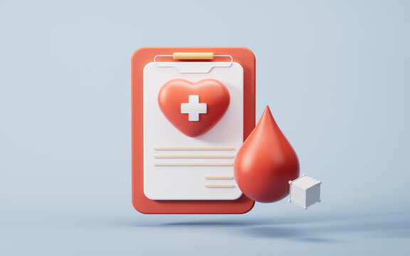 Medical health report with blood sugar concept, 3d rendering.