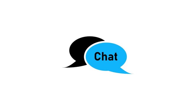 Blue and black speech bubbles with the word Chat on a white background communication dialogue