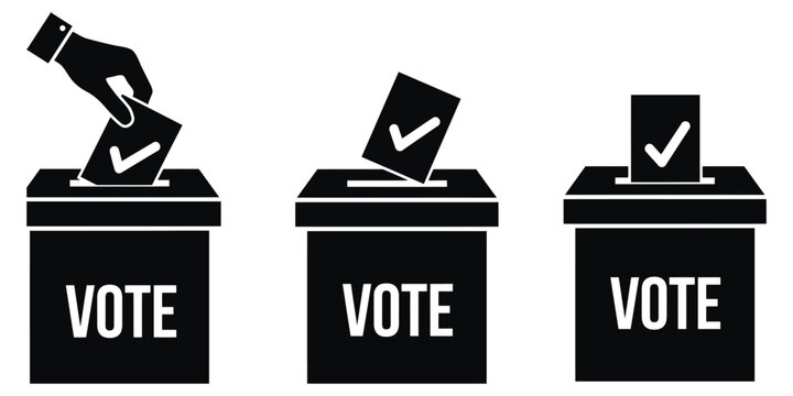 Referendum icon elements vector illustration featuring modern flat voting symbols with editable stroke, ballot box, voting paper, check mark, and civic election icons.