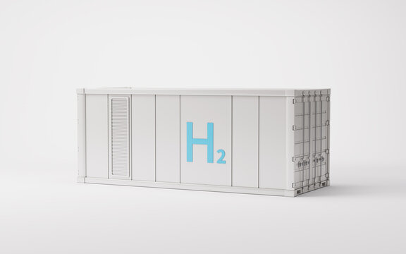 Hydrogen energy storage power station, 3d rendering.
