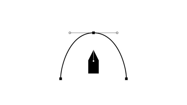 Digital Art Pen Tool Animating Bezier Curve on White Background