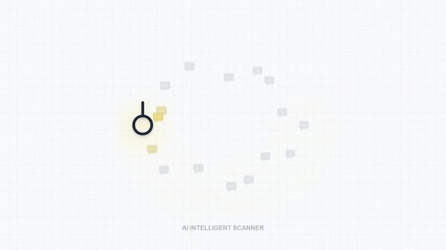 AI Intelligent Scanner Motion Graphic on Grid Background