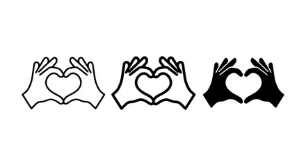 Fototapeta premium Heart Hand Gesture Vector Icons, Love Symbol, Romantic Sign, Valentine's Day Graphics