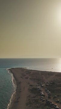 Aerial View Possidi Cape Beach Halkidiki Greece Sunny Seascape
