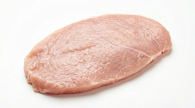 Fresh Raw Turkey Breast Cutlet Isolated on White Background