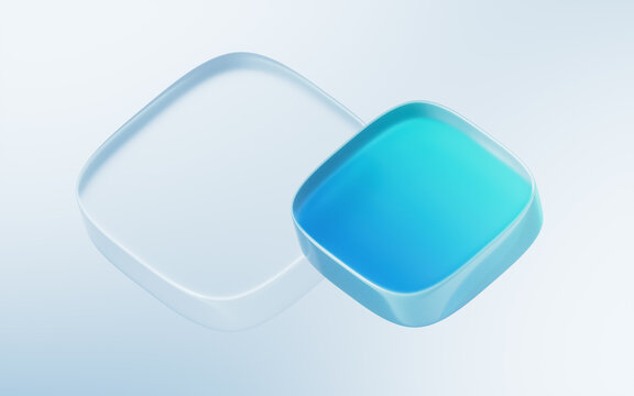 Abstract blue cube geometric glass background, 3d rendering.