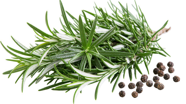 Fresh rosemary sprigs with peppercorns