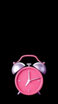 Pink Alarm Clock Ringing Vibrating Seamless Loop 3D Animation