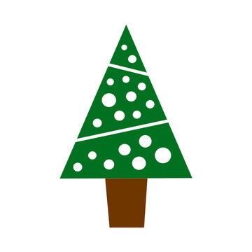 Minimalist Christmas Tree with White Ornaments and Black Outlines on Dark Background