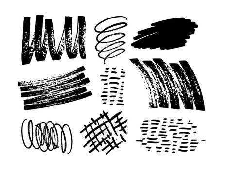 Trendy abstract hand drawn doodle template, vector background. Social media template design elements.