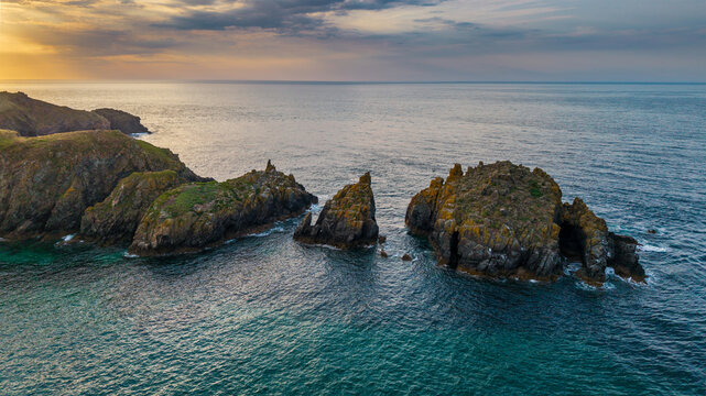 Stunning beautiful Summer sunset over Trevose Head in Cornwall England