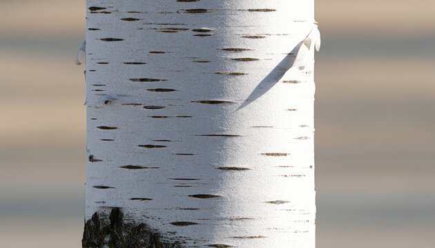 Close-up of striking white birch tree bark with dark horizontal markings and shadows