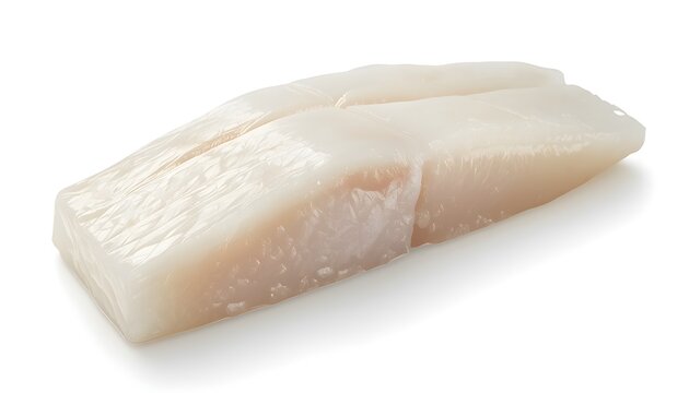 Fresh white fish fillet isolated on white background. Perfect for healthy seafood recipes and culinary concepts.