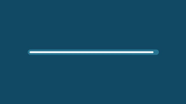 Animated motion graphics showing a thin white progress bar filled almost to completion over a dark blue background. Represents an ongoing or nearly finished digital system process, task execution