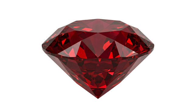 Red ruby gemstone isolated on white. Faceted precious jewel for luxury jewelry design.