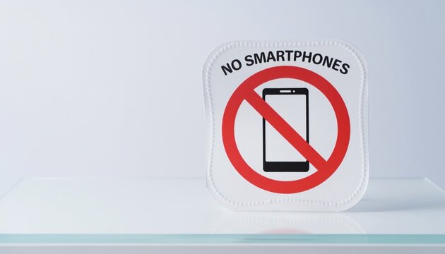 スマホ禁止マークの注意標識ステッカーとコピースペース
